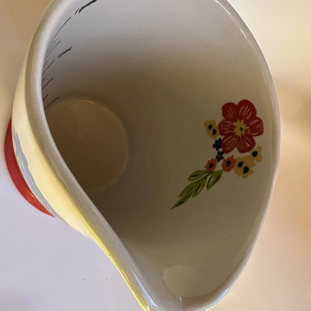 Pioneer Woman Large Ceramic Measuring Cup Dazzling Dahlias Floral 4 Cups 1 Quart